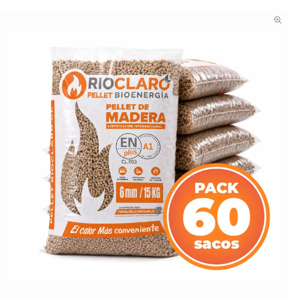 60 Bolsas de Pellet Madera 15 kg